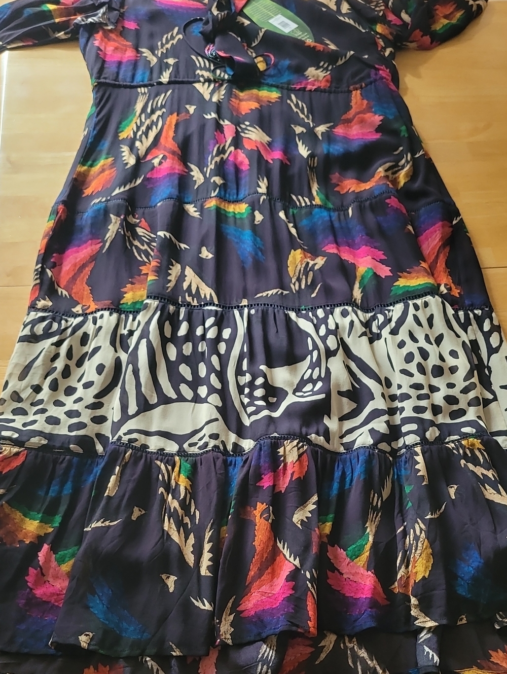Farm Rio Black Macaws Flight Ankle Dress - Picture 14 of 16